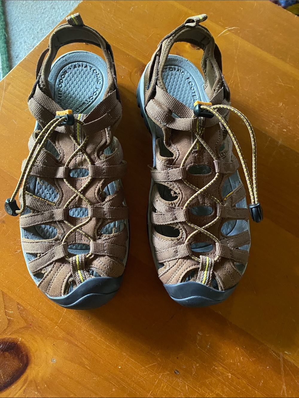 Keen Brown Strappy Outdoor Sandals with Yellow Accents